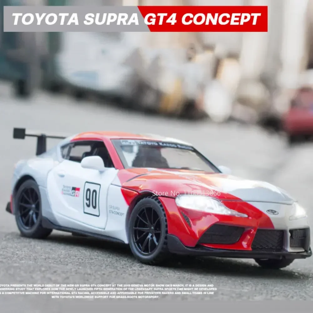 

1:32 Toyota Supra GT4 Concept, модель спортивного автомобиля из сплава, литая под давлением металлическая модель игрушечного транспортного средства, имитация звука и света, детская игрушка в подарок M