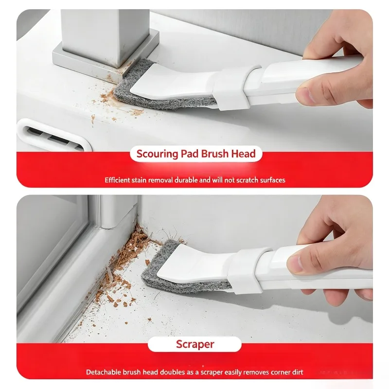 Multifunctional Gap Cleaning Brush Scraper Integrated Cleaner Tool for Bathroom Sink Corner Stain Removal