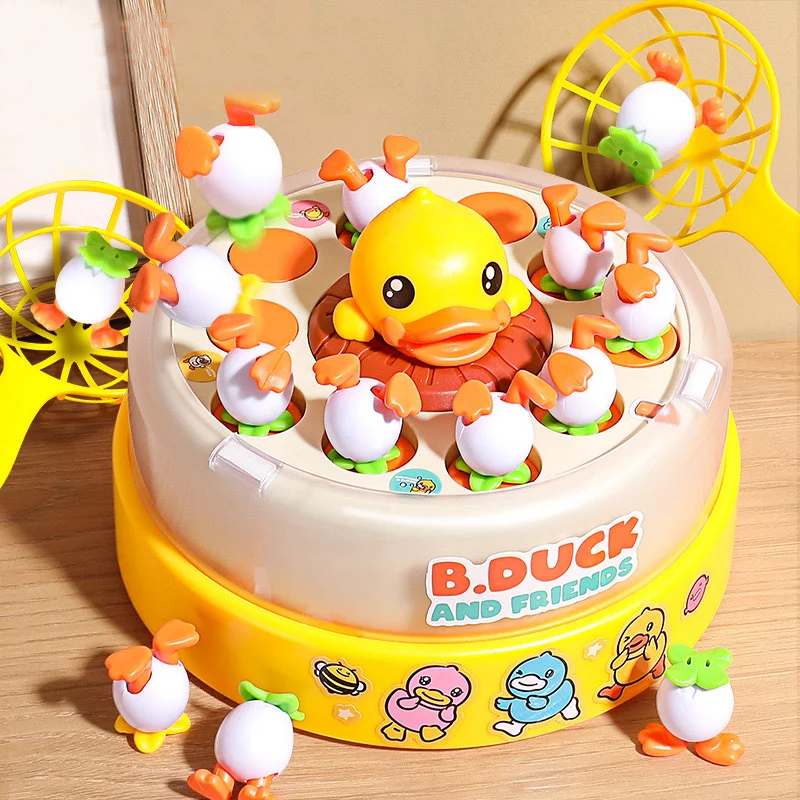 Children Bouncing Yellow Duck Toy Children Bouncing Turntable Concentration Training Puzzle Parent Child Interaction Toy