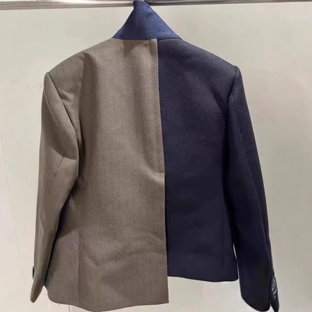 2025 Spring Black Brown Asymmetrical Loose Fit Blazer Women Casual Suit Jacket blazer women