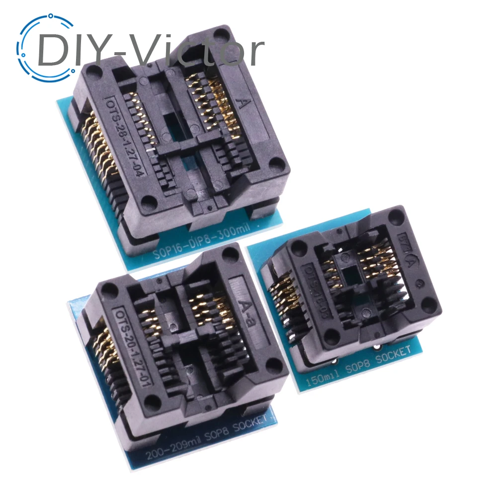 1PCS SOP16 SOP8 to DIP8 150mil 200mil 208mil 209mil Adapter Socket for EZP2010 EZP2013 EZP2019 RT809F CH341A TL866 Programmer