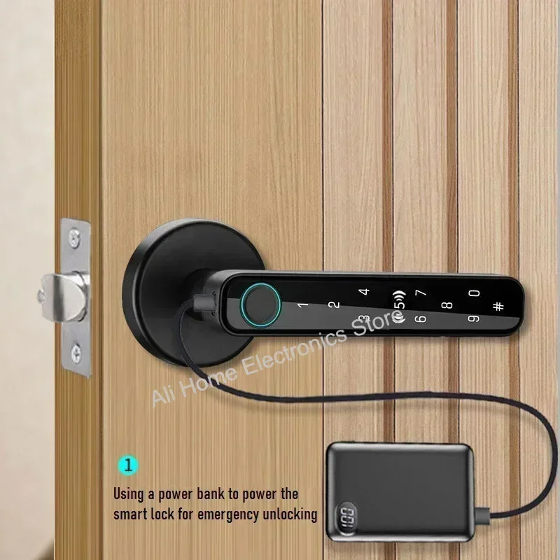 Imagem -05 - Tuya Ttlock Fechadura Inteligente para Porta Interna Fechadura de Madeira com Senha de Impressão Digital Cartão ic Nfc Desbloqueio por Aplicativo Fechaduras Digitais Inteligentes