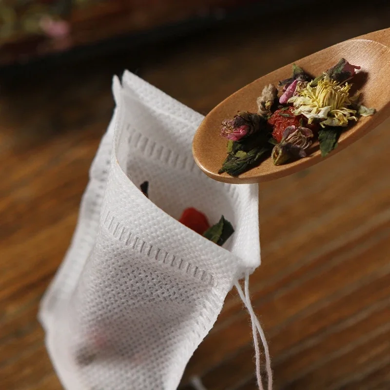 500/1000Pcs Disposable Tea Bags for Loose Tea Non-woven Fabric Paper Teabags Empty Tea Bags With String Heal Seal Filter Teaware