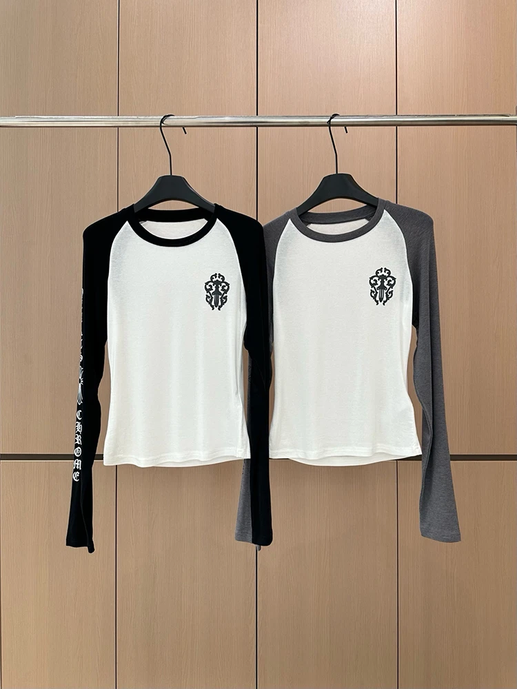 

Футболка Slim Fit Long Sve, женская модная футболка Sli Base irt, ранняя осень, повседневная, дышащая, приятная для кожи, китайская...