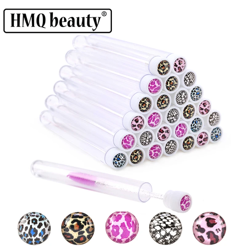 Eyelash Brushes Tube Disposable Mascara Brushes Wands Lash Extensions Supplies Eyebrow Brush Reusable Leopard