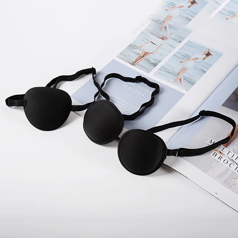 Pirate Eye Patch Unisex Black Single Eye Patch Eyepatch One Eye Washable Adjustable Concave Eye Patch Kid Pirate Cosplay Costume view 6