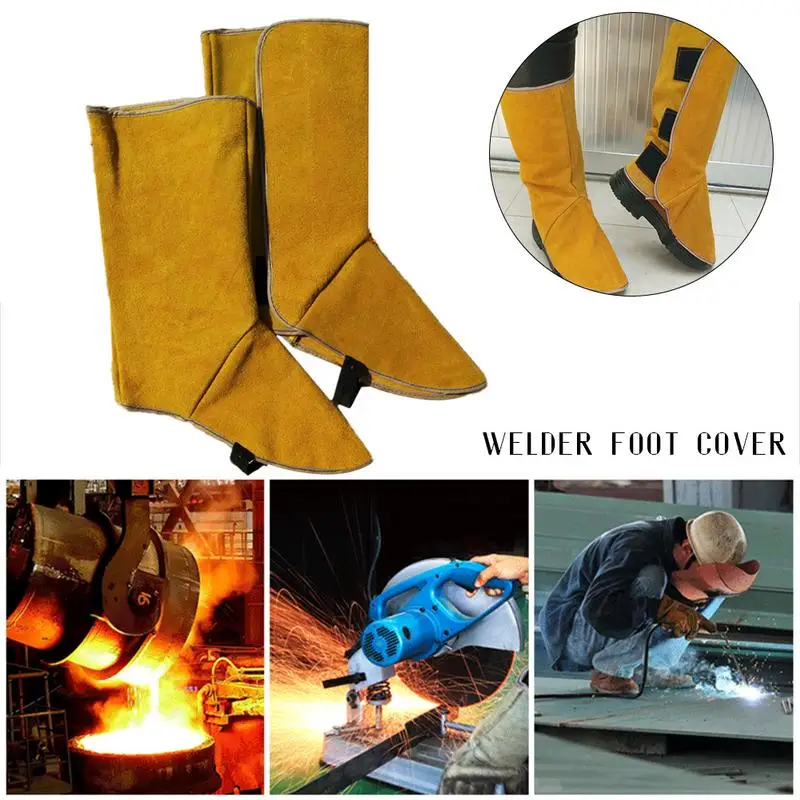 Two-layer Leather Welding Spats Protective Shoes Feet Cover Protection Flame Resistant Boot Leggings Welder Foot Cover