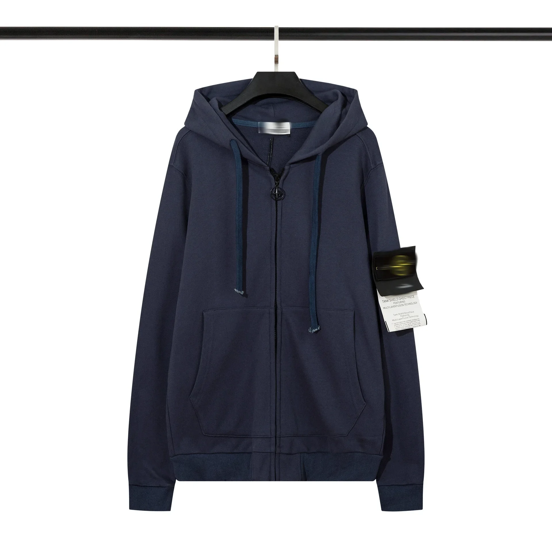 Cross-Border Rock แผนที่เย็บปักถักร้อย Hooded Sweatshirt ฤดูใบไม้ร่วงฤดูหนาว Casual Men Women's คู่ซิปหลวม Fit