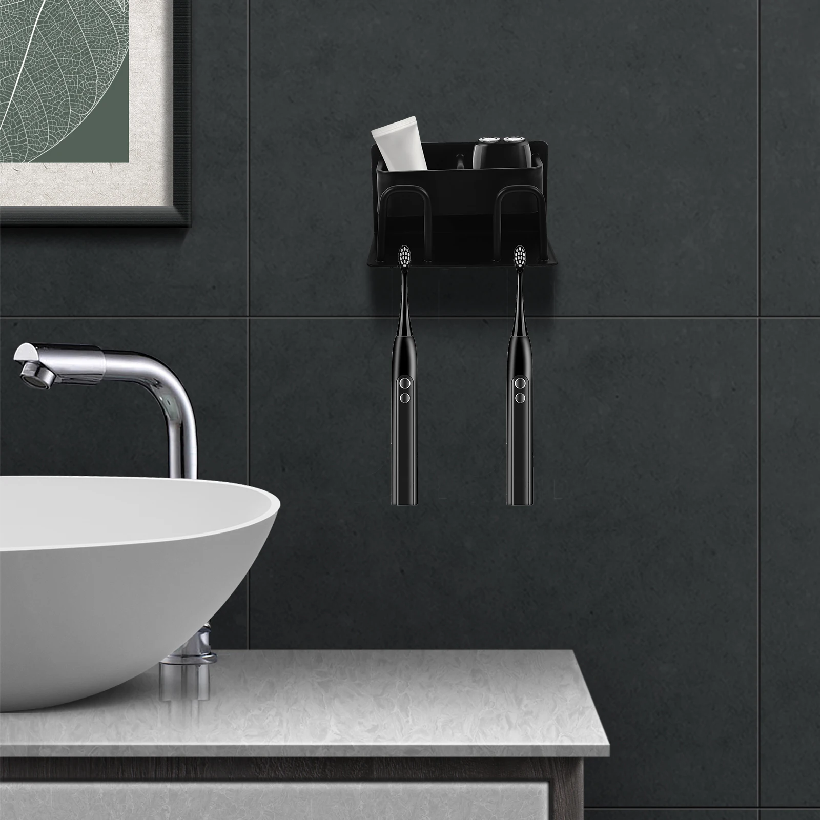 المنزل الألومنيوم حامل فرشاة الأسنان معجون الأسنان جوفاء حامل الحائط الحمام تخزين الرف المنظم الرف مسمار الحرة الحمام #1