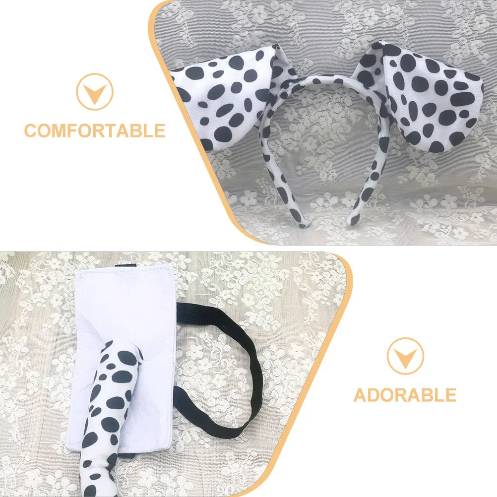 

1 set Dog Headband Set Cute Dots Print Puppy Tail Bowtie Anti Slip Soft Polyester Pet Hair Accessory For Bathing Face Washing