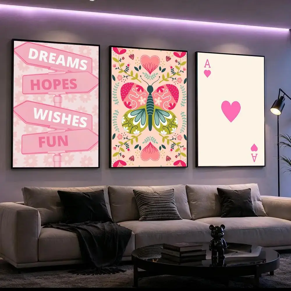 Trendy Retro Aesthetic Pink Lucky You Poster HD Waterproof Self-Adhesive Wall Art – Multi-Scene Use, Top Gift Pick