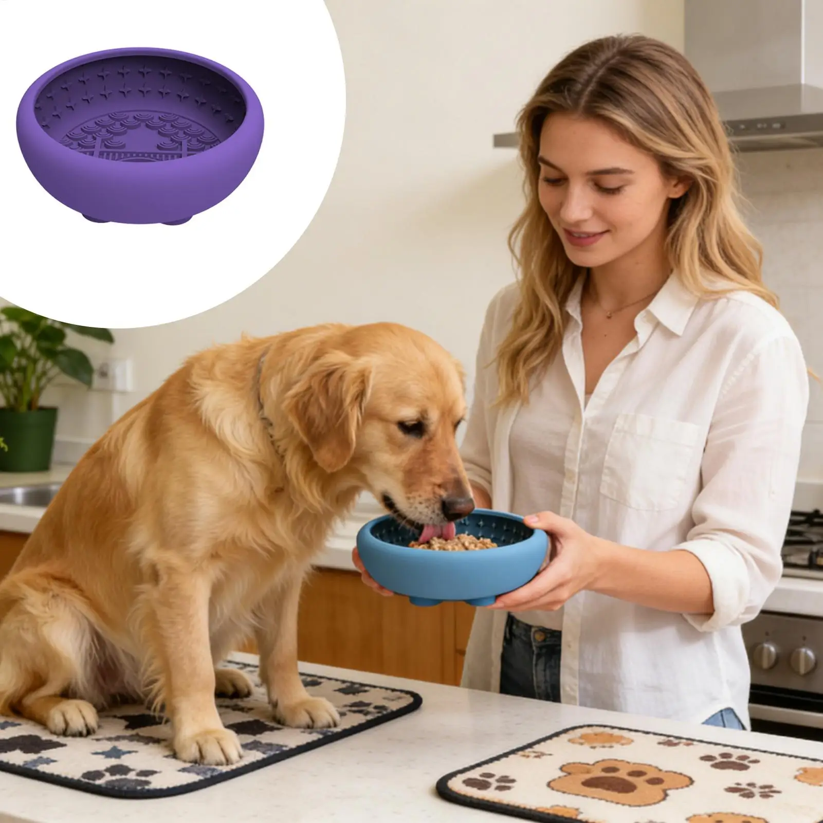 

Миска для корма для собак, медленная кормушка для кошек, силиконовая, нескользящая, с мощной присоской, для щенков и других питомцев