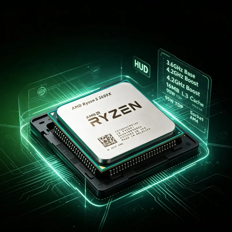 AMD Ryzen5 2600X Desktop Processor 6 Core 12 Thread Large Cache Tray Chip For Building Low Budget Gaming Desktop Computer
