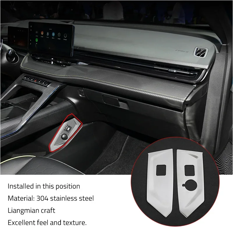 Car Control Center Cigarette lighter Panel Igniter Frame Trim Stickers Cover Garnish 2Pcs/Set For Haval H6S/H6 GT 2022 2023 2024