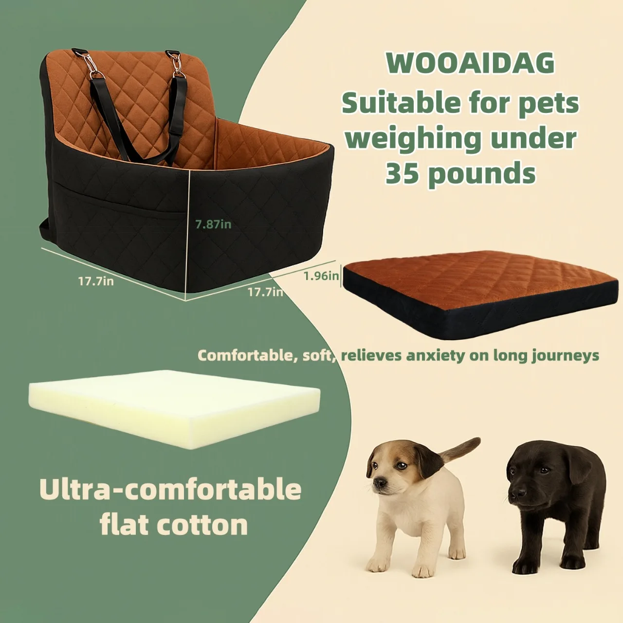 

Pet car seat, kennel, cat seat cushion, removable, washable, non-slip base, front and rear seats, puppy safety seat, travel nest