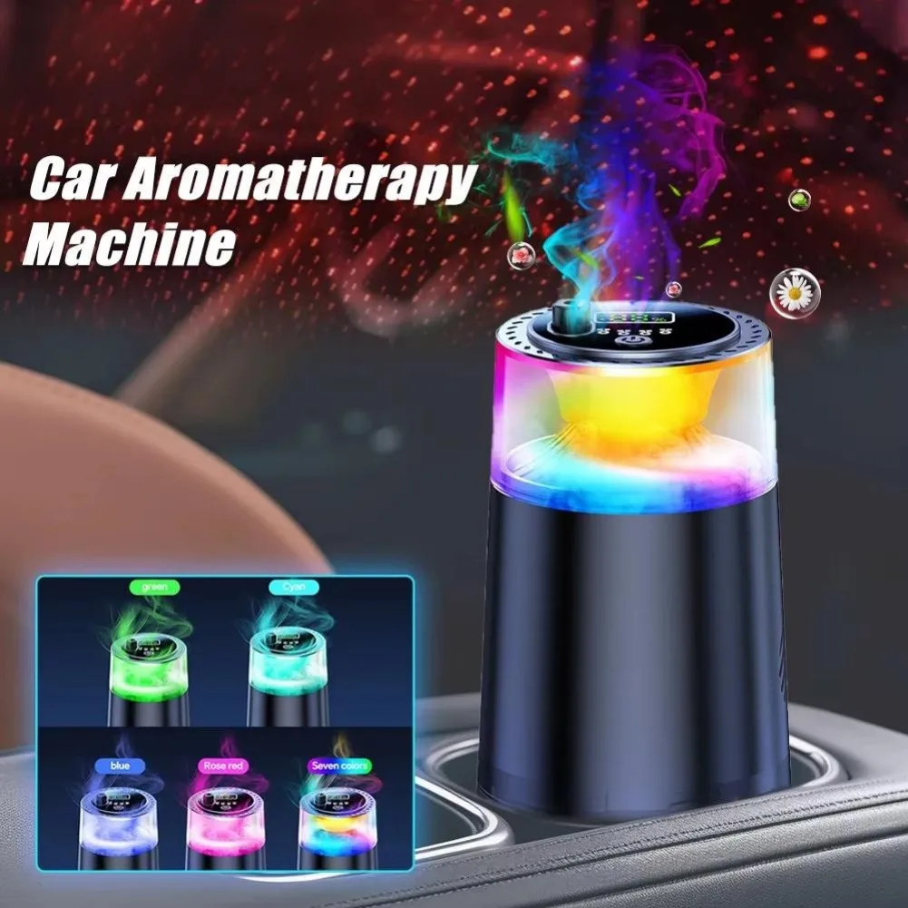 Car Air Freshener for Auto with AI On Off Function 7 Colors LED Light Aroma Diffuser Adjustable Scent Intensity