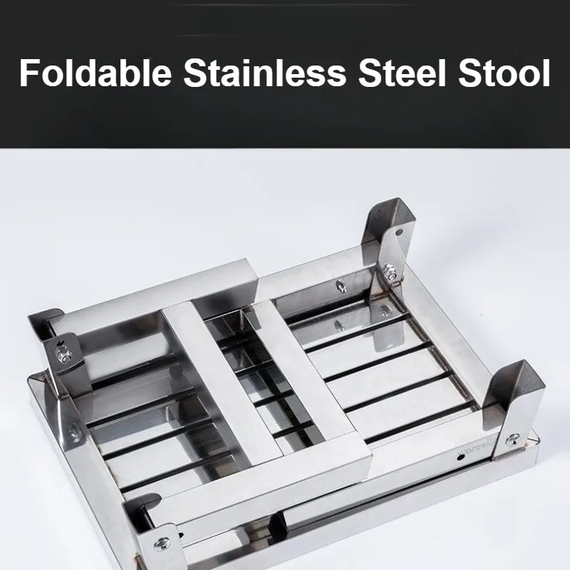 Stainless Steel Folding Non-slip Foot Stool Portable and Waterproof Suitable for Home/car/outdoor Fishing Thickened Space-saving