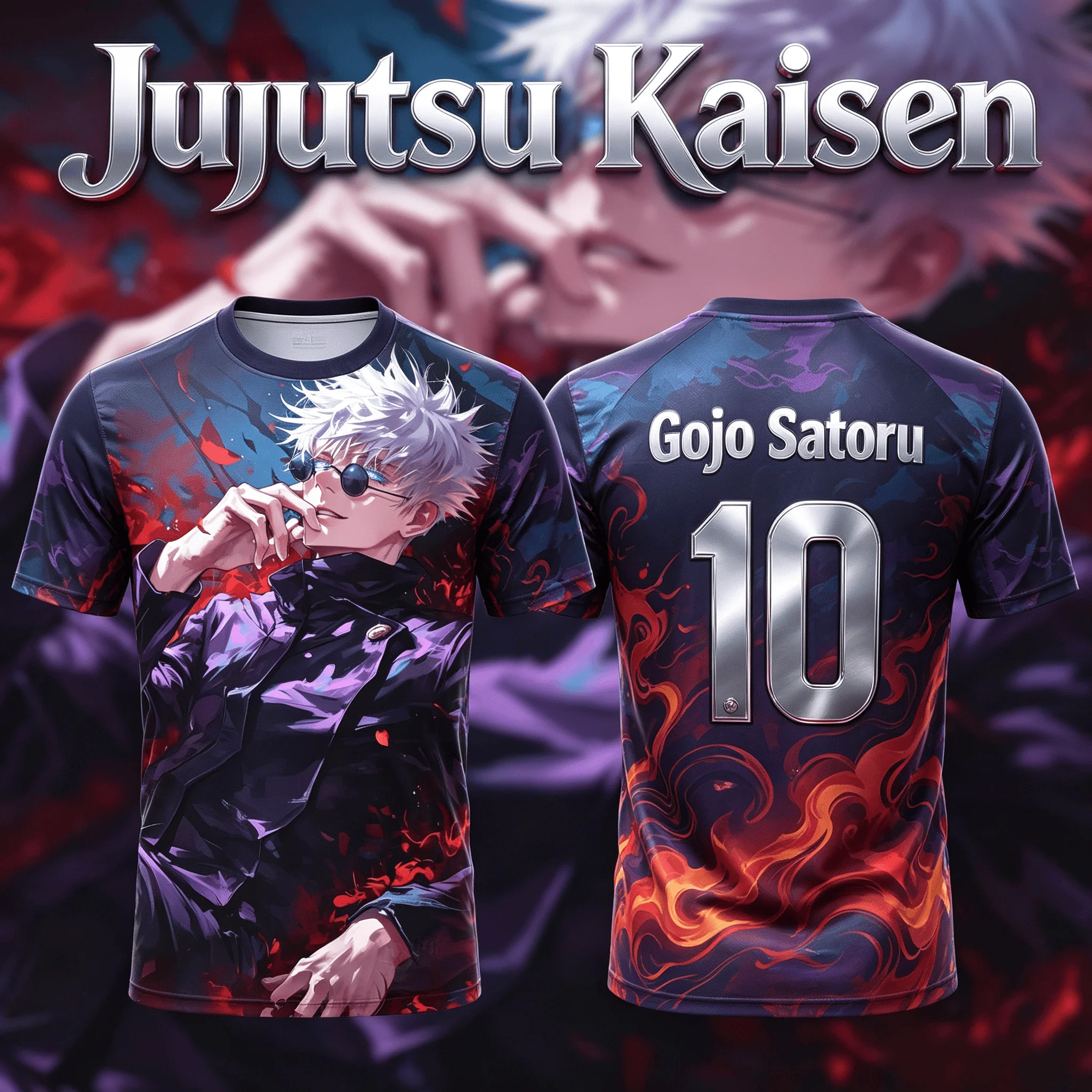 

2026 Summer Trendy Anime Jujutsu Kaisen Satoru Gojo 3D Print Breathable Short Sleeve T-shirt Y2K Unisex Tops for Adults Kids