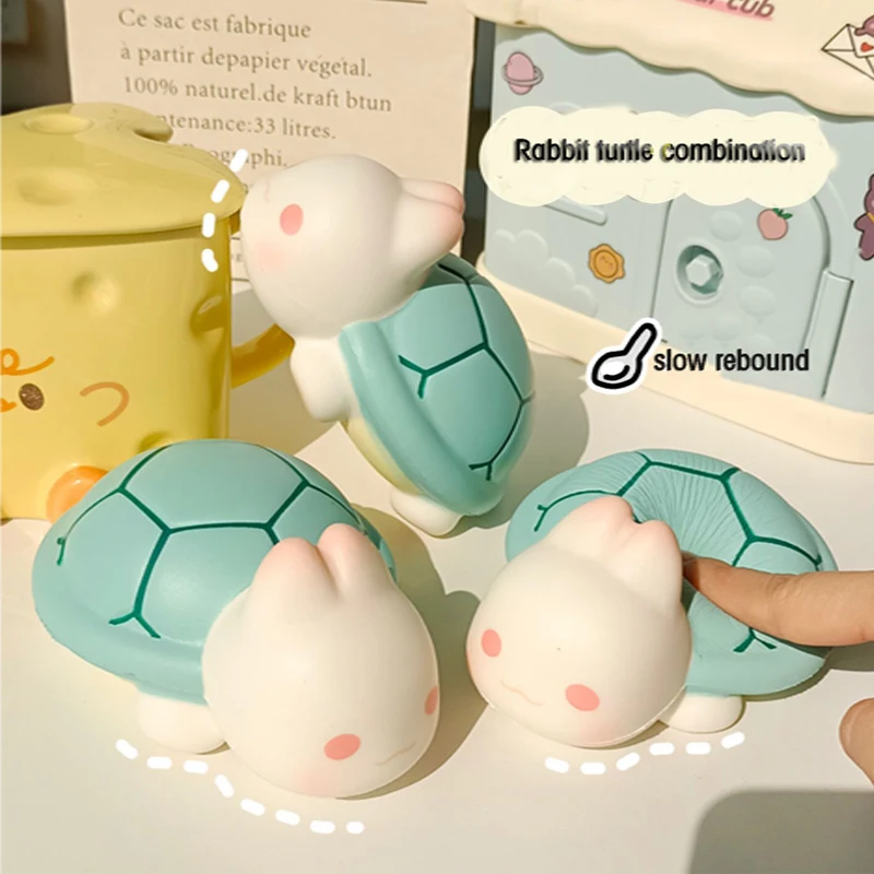 

1Pcs Funny Gift Slow Rebound Creative Novel Fun Cute Rabbit Turtle Combination Decompression Toy Room Decoration Decoration