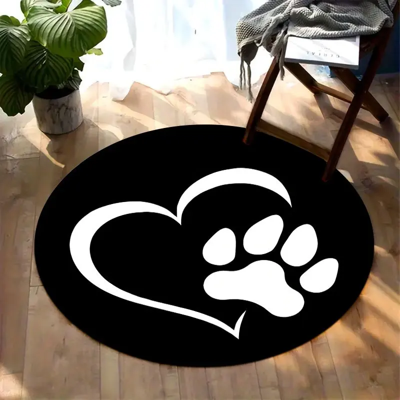 Kind-hearted dog paws round floor mats are slip-resistant Suitable for entrance living room bedroom terrace garden carpets