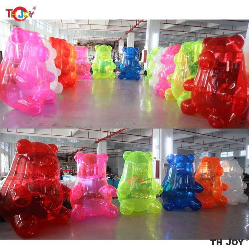 

6ft tall Large Transparent Neon PVC Colorful Airtight Inflatable Teddy Bear Inflatable Inflatable Bear For Advertising