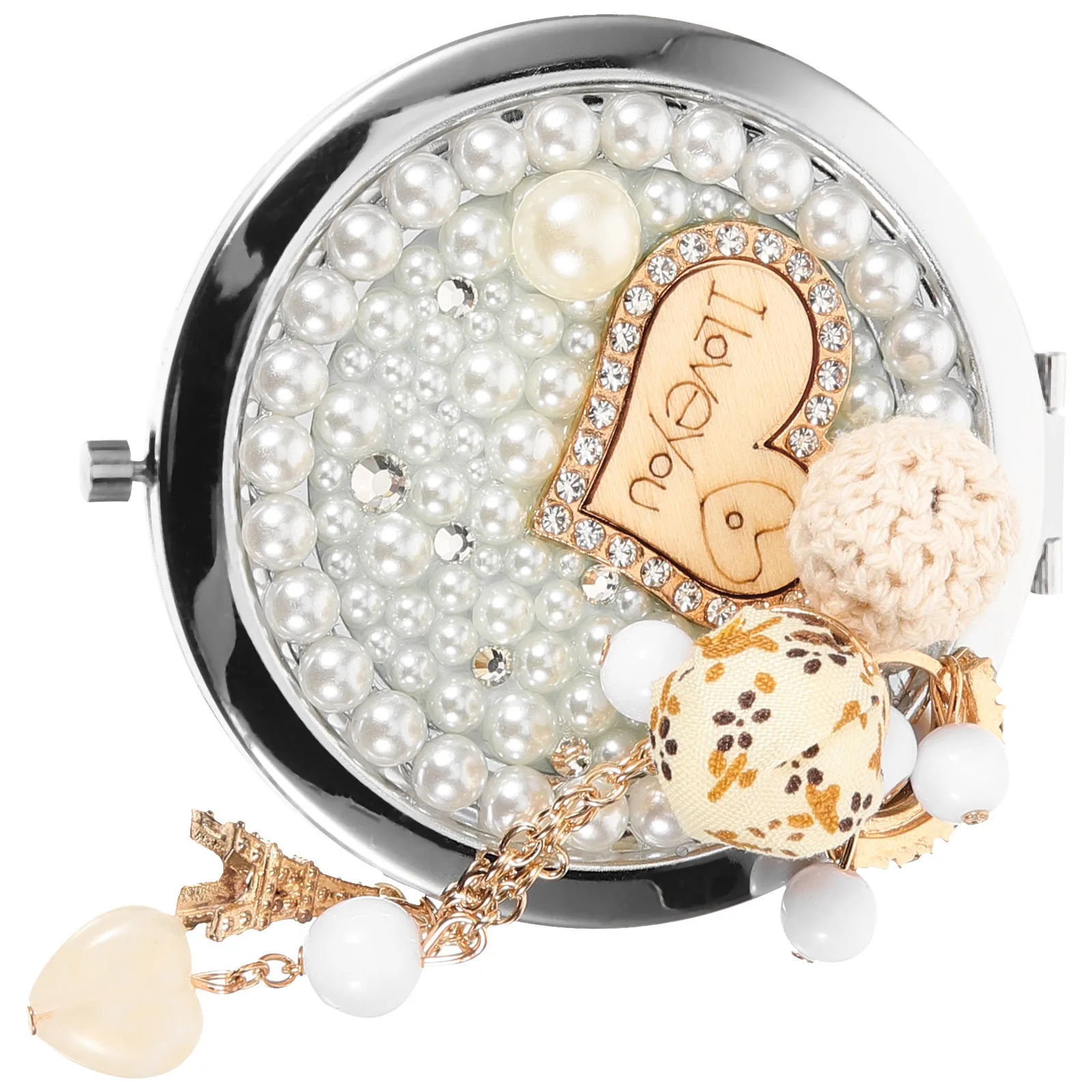 Chic Elegant Metal Compact Mirror Double Sided Portable Makeup Mirror for Women Travel Purse Bag Vanity Accessory