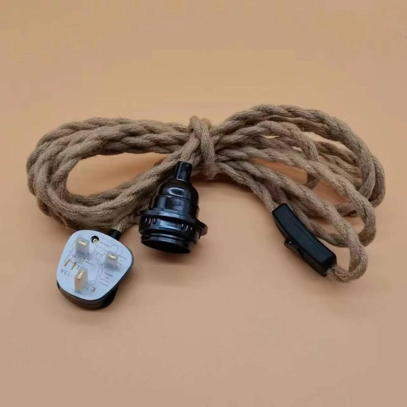 

Twisted Rope Pendant Lights Cord E27 Extension Hanging Lamp Cable for Simple Hanging Lamp Decoration Enduring M4YD