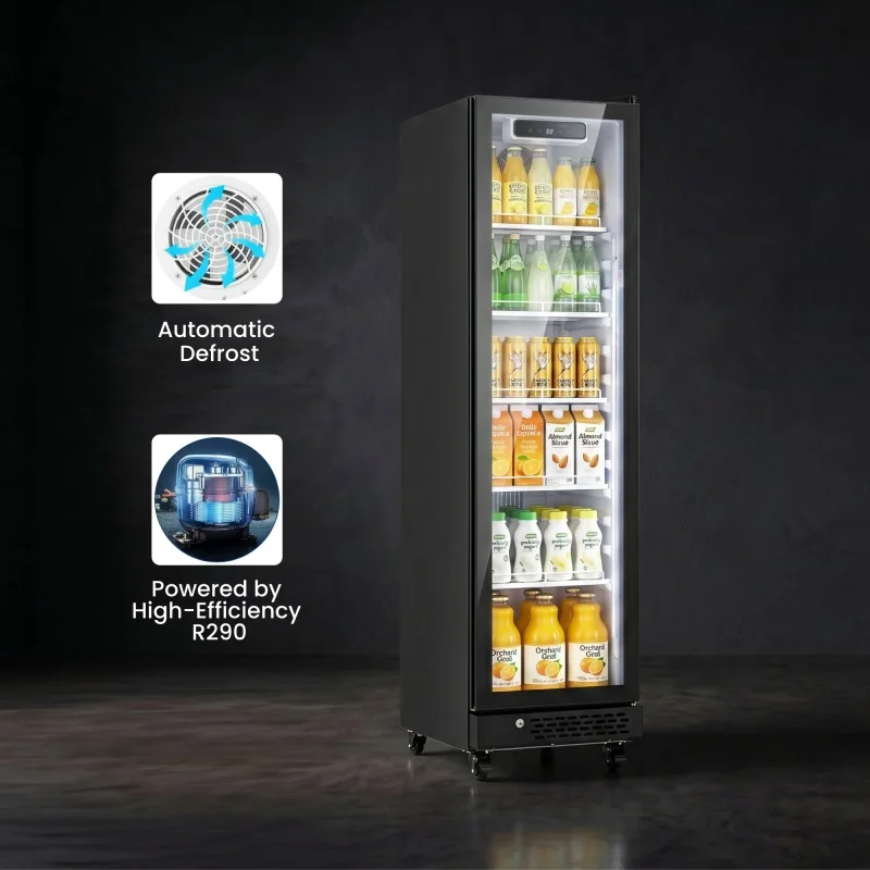 195L Vertical Beverage Display Cooler 115V 60Hz Mechanical Thermostat Commercial Drink Refrigerator Silent 50dB For Shop Cafe Bar view 2