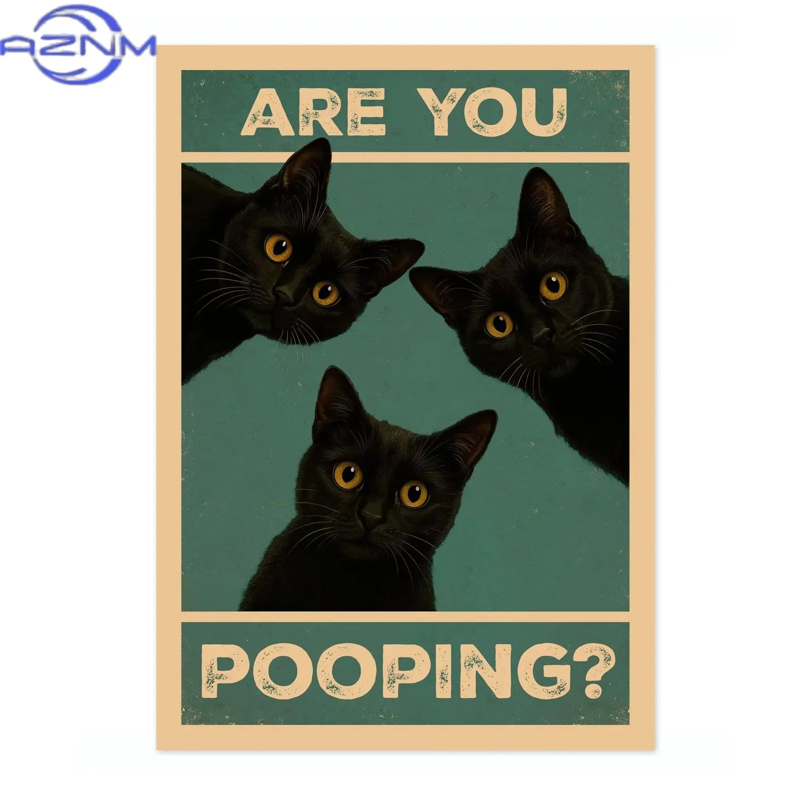 AZNM Are You Pooping? Cats Poster, Bathroom Jokes Print, Funny Toilet Wall Art Decor, Typography Cat Print, Gift