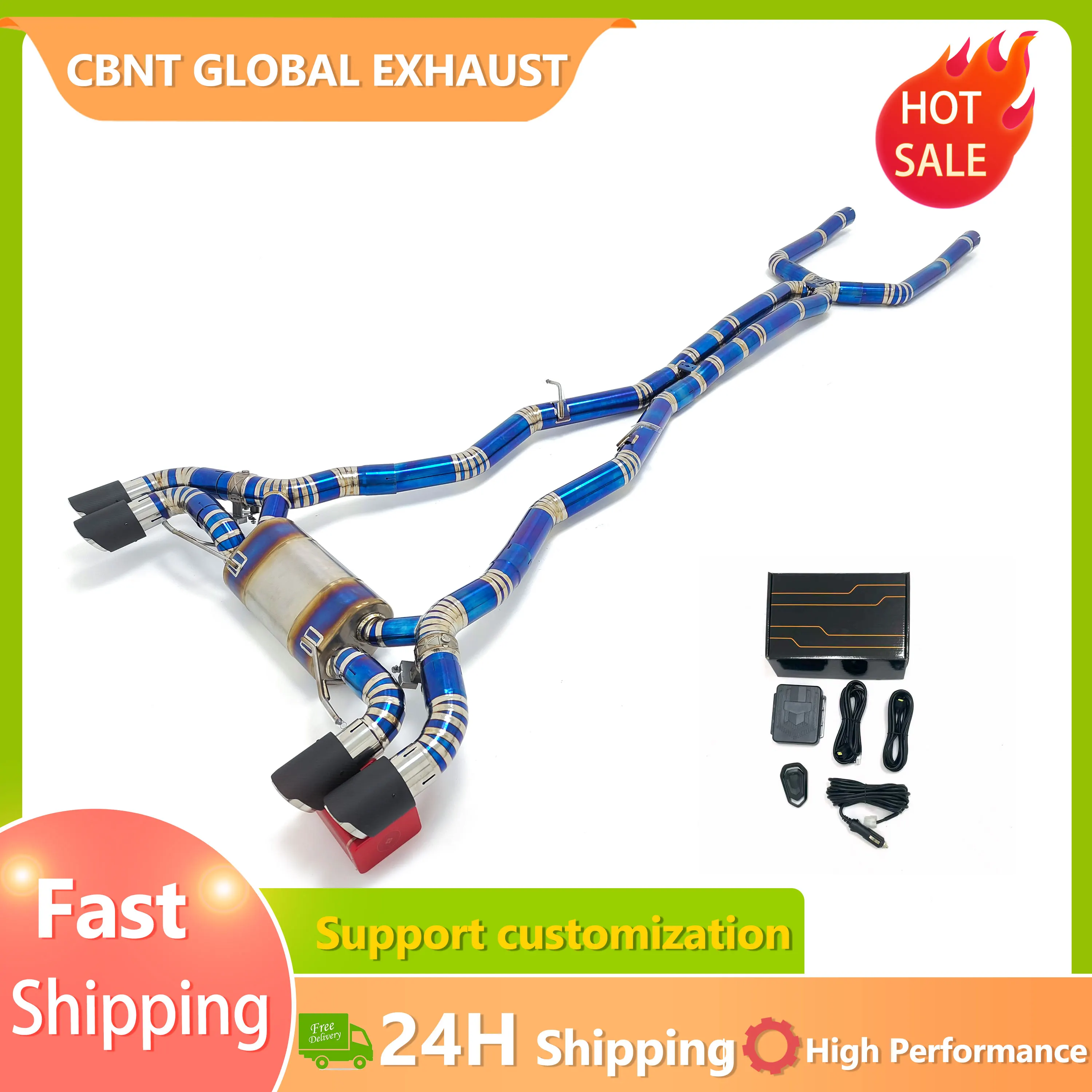 

Высокопроизводительная титановая выхлопная система CBNT Valvetronic Catback для BMW F90 M5 4.4T с клапаном и глушителем