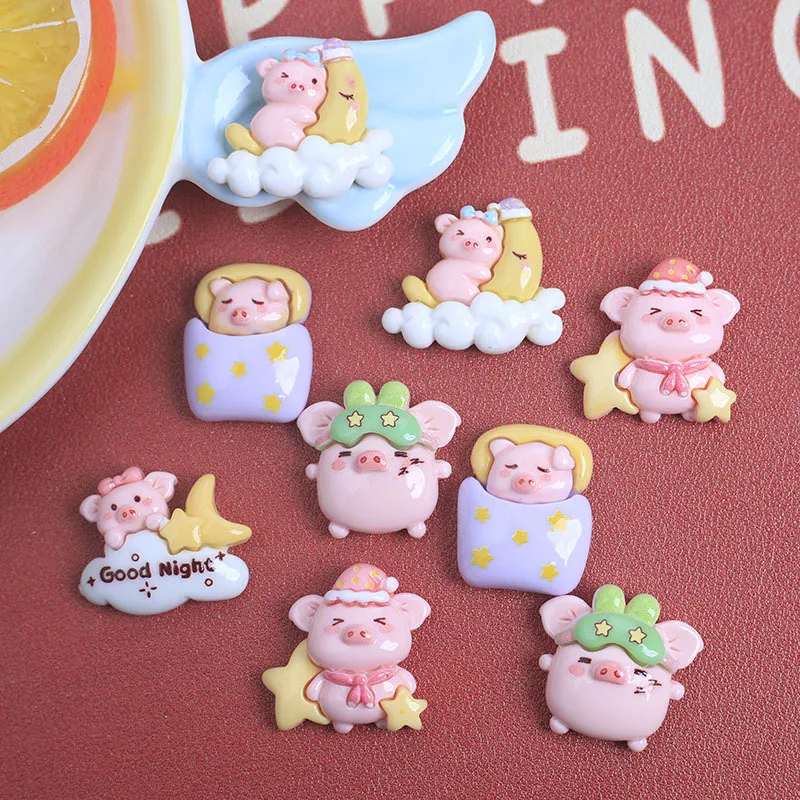 

100pcs Kawaii Cartoon Flatback Resin Pig DIY craft Scrapbooking Cabochon for Headwear Accessories