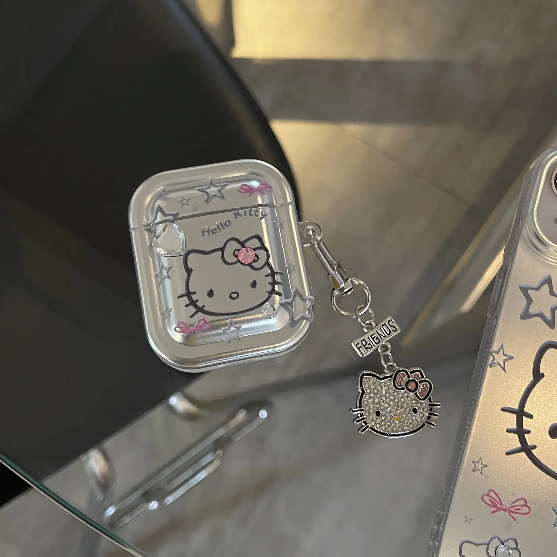 Cute Hellos Kitties with Lanyard for AirPods1 2 3 Case AirPods Pro 2 Case IPhone Earphone Accessories Air Pod Luxury Metal Cover