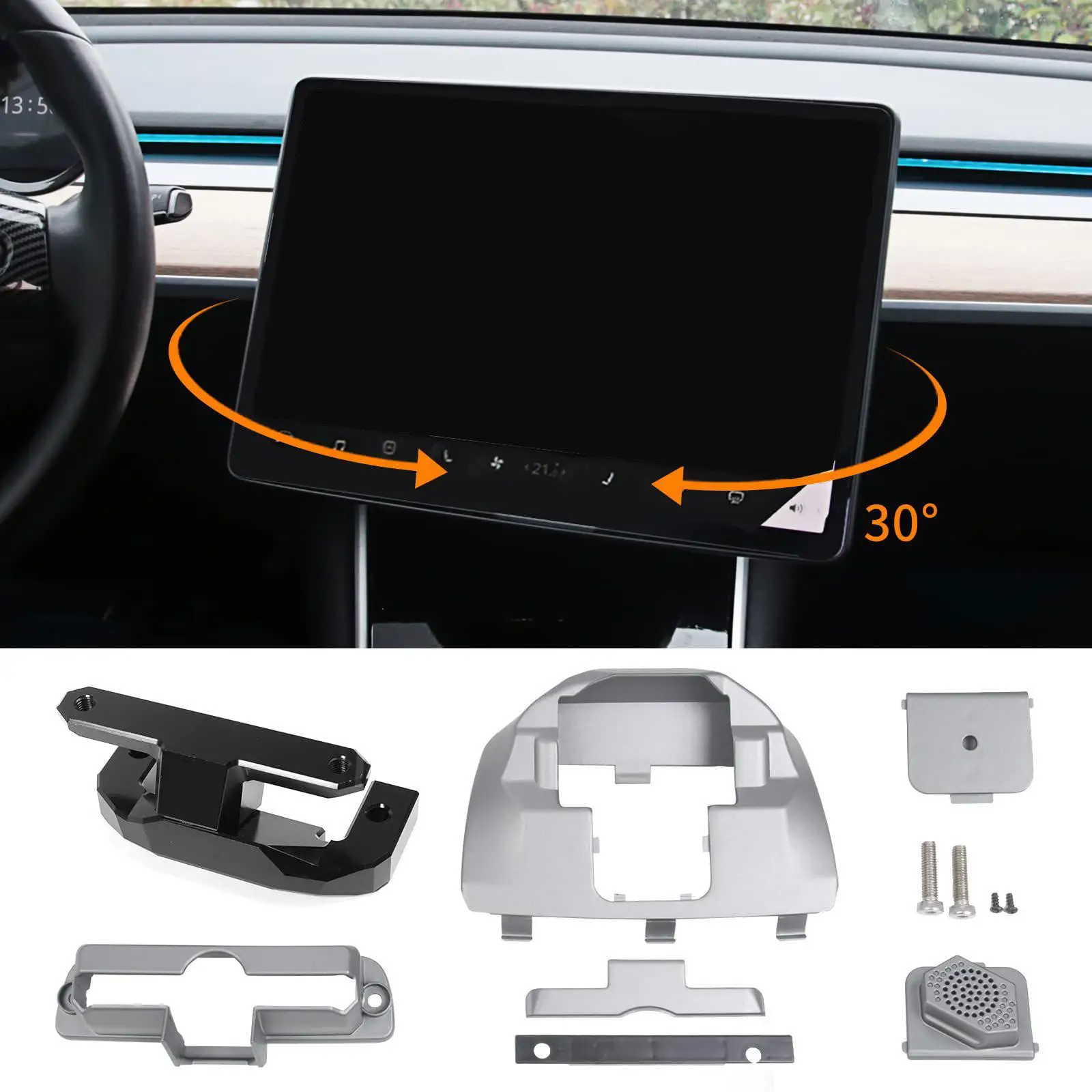 

Screen Swivel Mount Central Console Vehicle Mounts Touchscreen Holder Screen Rotating Bracket for Tesla Model 3 2017-2022