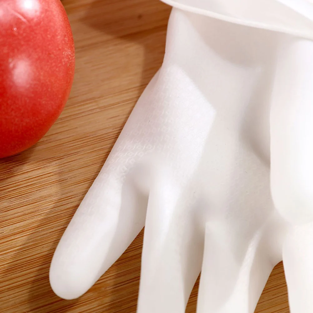 

4Pair Reusable Anti-Slip Gloves for Home Cleaning Kitchen Toilet Dish Washing Pet Care Laundry Gardening Waterproof Size M White