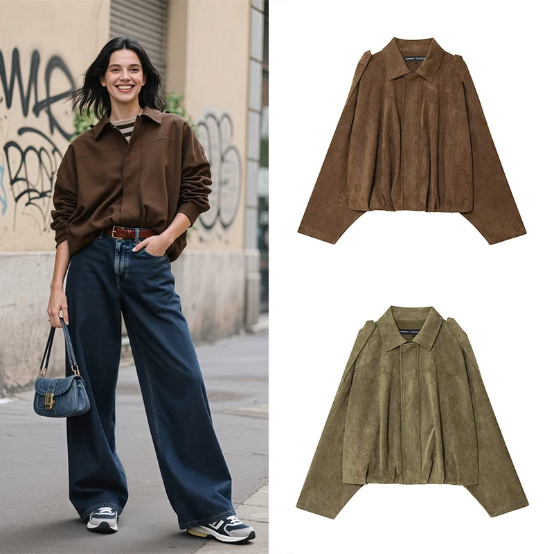 

Новинка 2025 года, женская повседневная куртка-бомбер с лацканами, свободная посадка, женская осенняя многослойная куртка, осенняя куртка для путешествий и повседневного вождения, адаптация