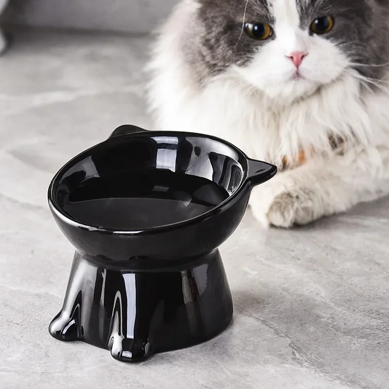 Large Capacity Cat Bowl Neck Protection Cat Food Bowl Slanted Mouth High Feet Chin Protection Anti Overturning Pet Bowl