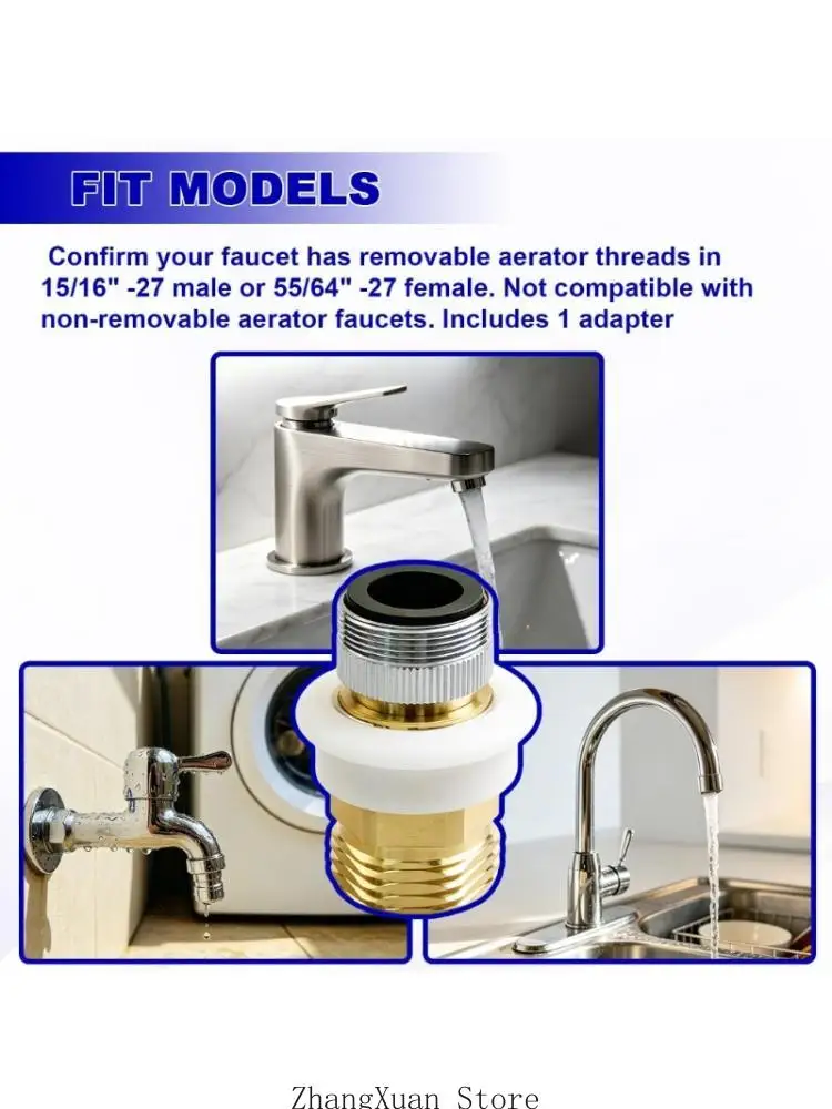 Dishwasher Hose Faucet Adapter 15/16 In-27 or 55/64 In-27 to 3/4 In Garden Hose Thread Brass Collar Coupling Replacement for