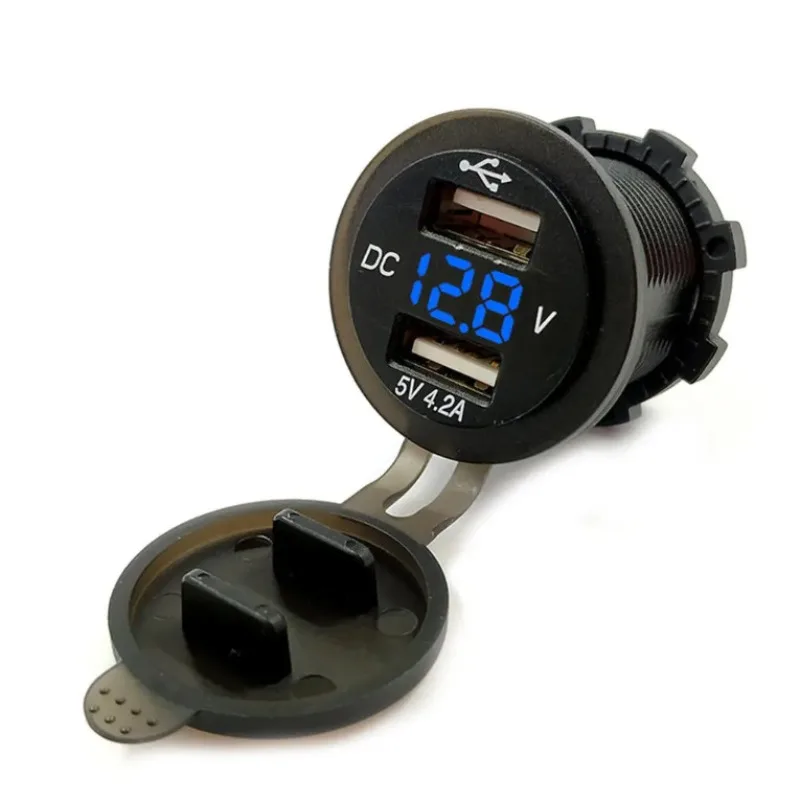 Mini Dual USB Car Charger 4.2A with Voltage Display, Compact Fast Charger for Car