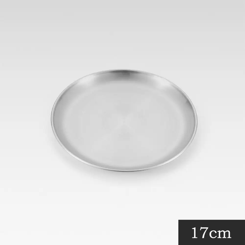 Stainless Steel Plates Metal Dinner Dishes Reusable Feeding Serving Tableware Round Plates Great for Picnic Outdoor Camping BBQ