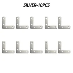 10 pieces of stainless steel and black paint thickened corner code, 1.97in l and t square code, triangular flat connector, fixed