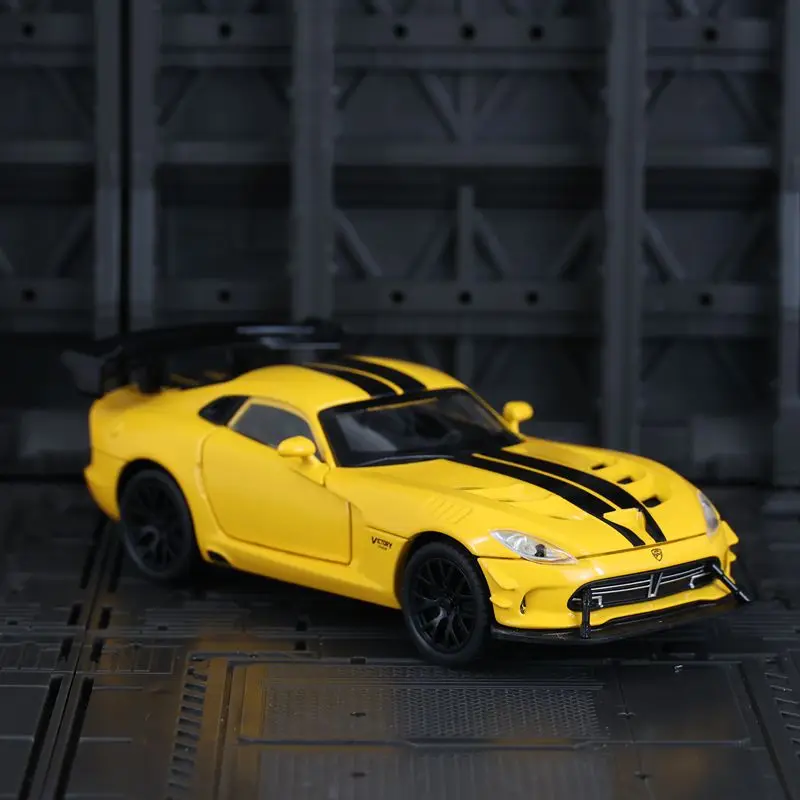1:32 Dodge Viper Alloy Car Model Ornament Collection, portas e capô do motor, porta-malas pode abrir, carro de brinquedo para meninos