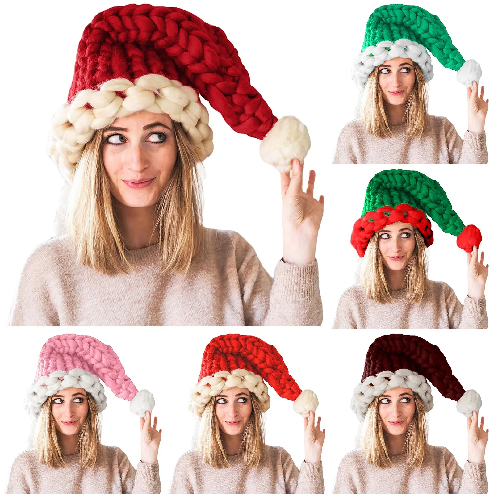 Knitted Christmas Hats For Men Women Winter Warm Hat Christmas Decoration New Year Festive Party Santa Claus Hat Gifts