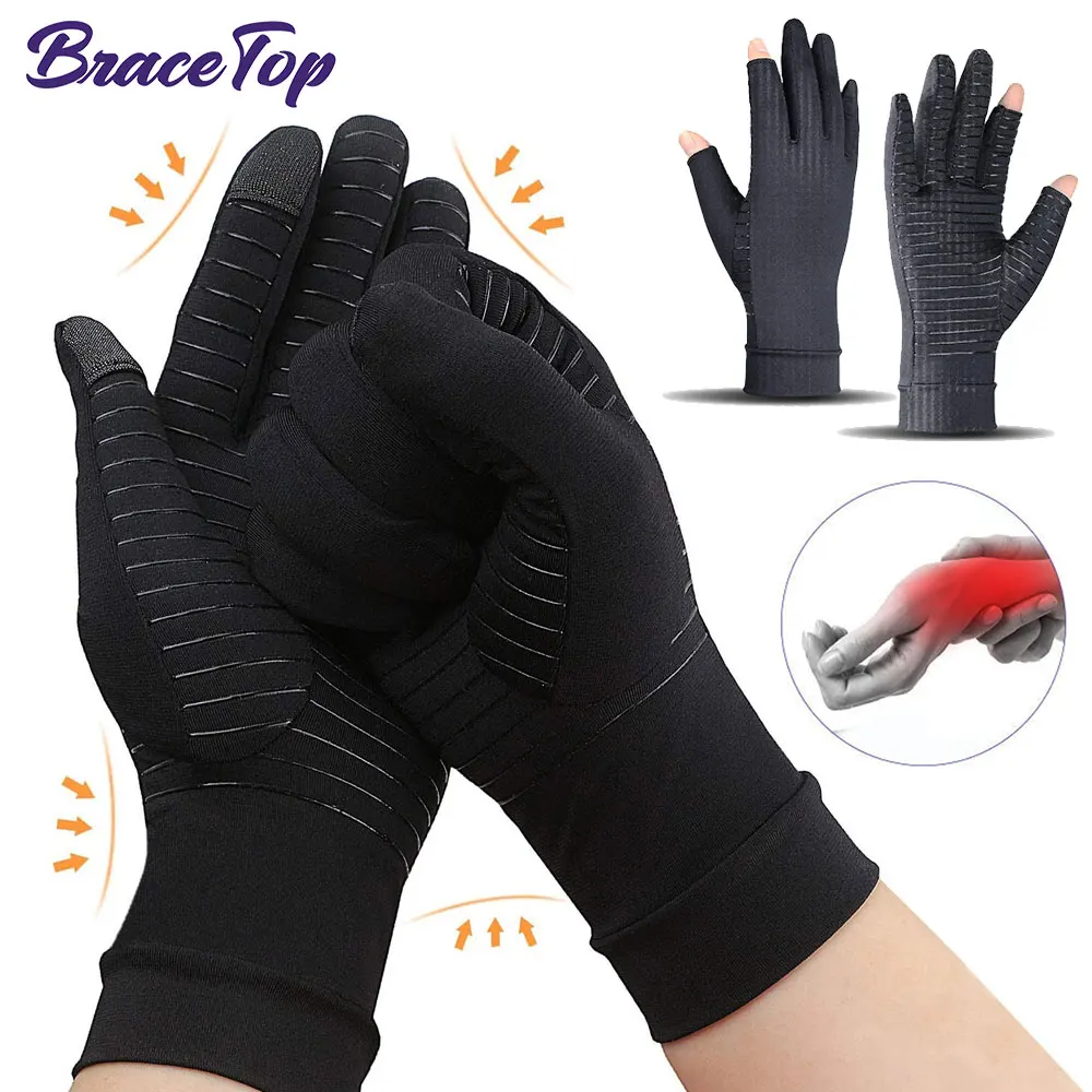 Copper Arthritis Compression Gloves, Rheumatoid Arthritis Pain Relief Swelling Fingerless Gloves for Computer Typing & Dailywork