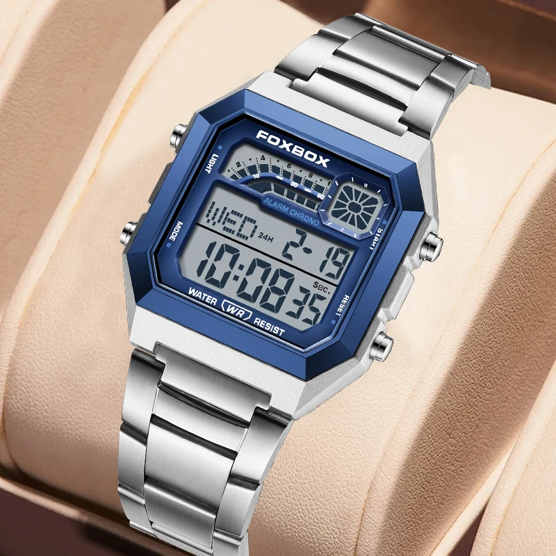 FOXBOX LIGE Fashion Luxury Digital Man Watch Casual Sports Waterproof HD Luminous Watches for Men Movement Electronic Wristwatch