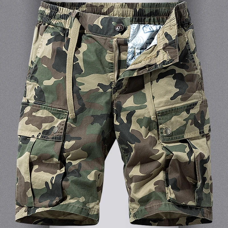 

Summer Men's Workwear Shorts Multiple Pockets Loose Fit Large Size Camouflage American Vintage Five-Quarter Pants Casual