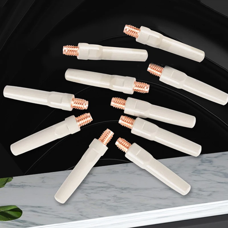 2Pcs/Set 15AK MIG Welding Contact Tips with New Coating Protection 25mm M6 Gas Nozzle Tips for 0.8mm-1.2mm Welding Torches