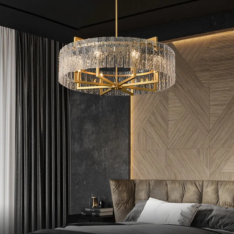 Light luxury living room chandelier, modern simplicity, all copper post-modern, dining room bedroom lamps
