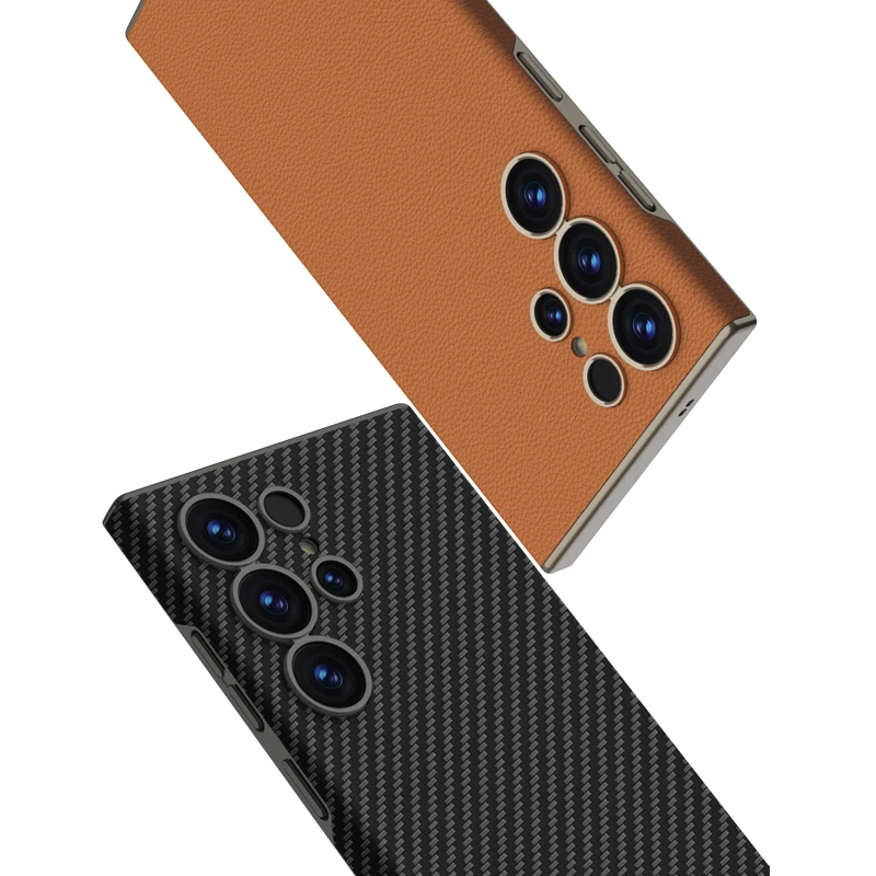 オリジナルケースサムスンギャラクシー S25 S24 超湾曲無地レザーすべて込みエッジハードカバーギャラクシー S25 ウルトラケース