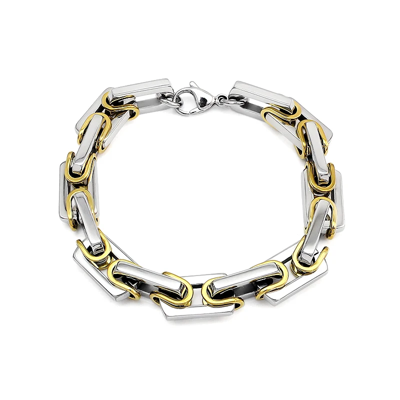 Masculine Style Stainless Steel Mens Braided Link chain necklace Silver Gold Two-tone Polished