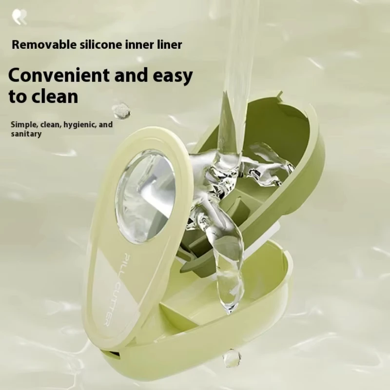 قطاعة حبوب منع الحمل 2 في 1 مع صندوق تخزين محمول صغير للأدوية اللوحية صندوق دواء صغير صغير علبة حبوب الرعاية الصحية #5